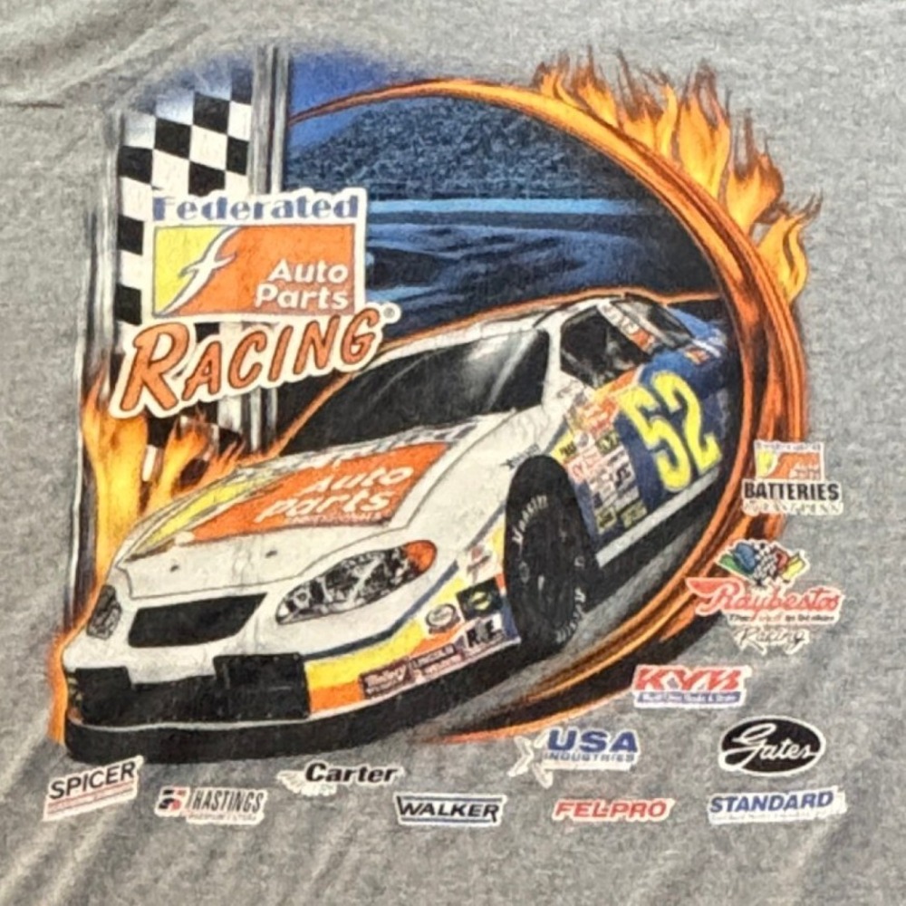 VTG Gildan Federated Auto Parts Racing T Shirt Mens 2XL Gray Pocket Y2K NASCAR